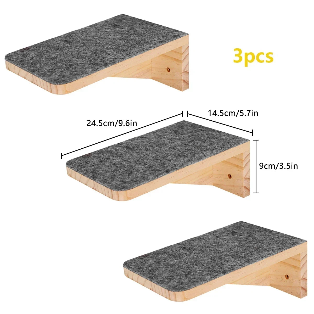 Solid Wood Wall-Mounted Cat Climbing Tower with Hammock