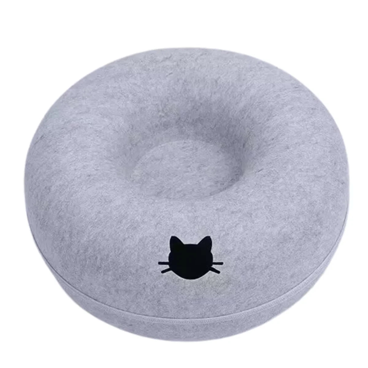 Round Felt Cat Tunnel Donut Bed with Scratcher
