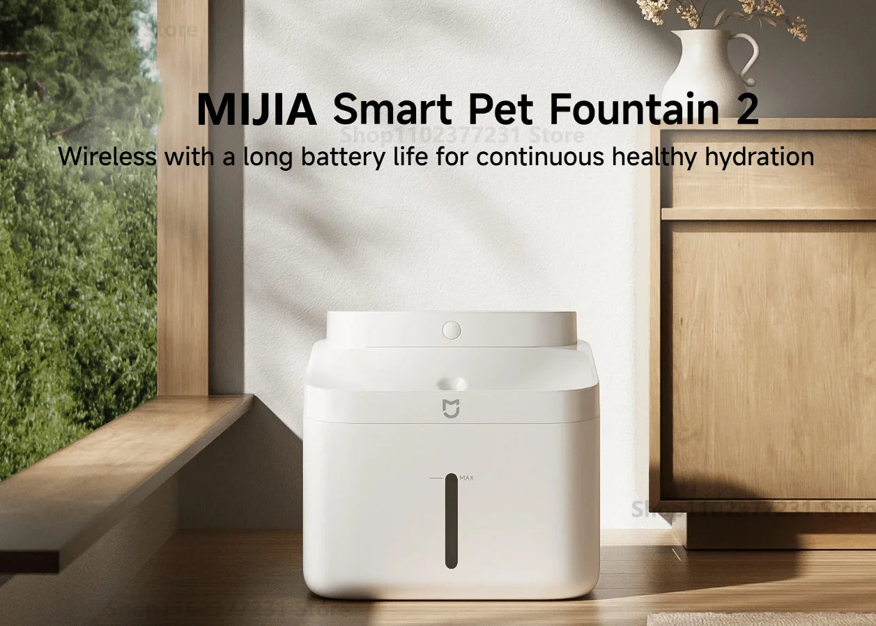 Xiaomi Mijia Smart Pet Drinking Fountain 2 by Waggy Tail, 3L wireless auto-sensing water dispenser for cats and dogs.