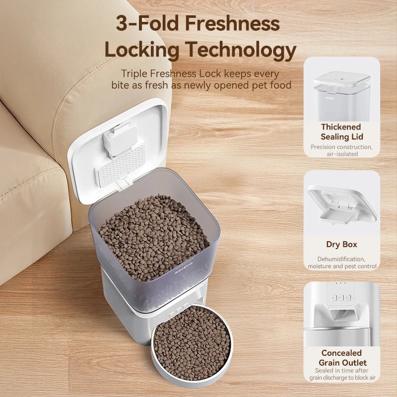 ROJECO 4.5L Auto Dog Feeder – WiFi App, Smart Kibble Dispenser for Cats & Dogs