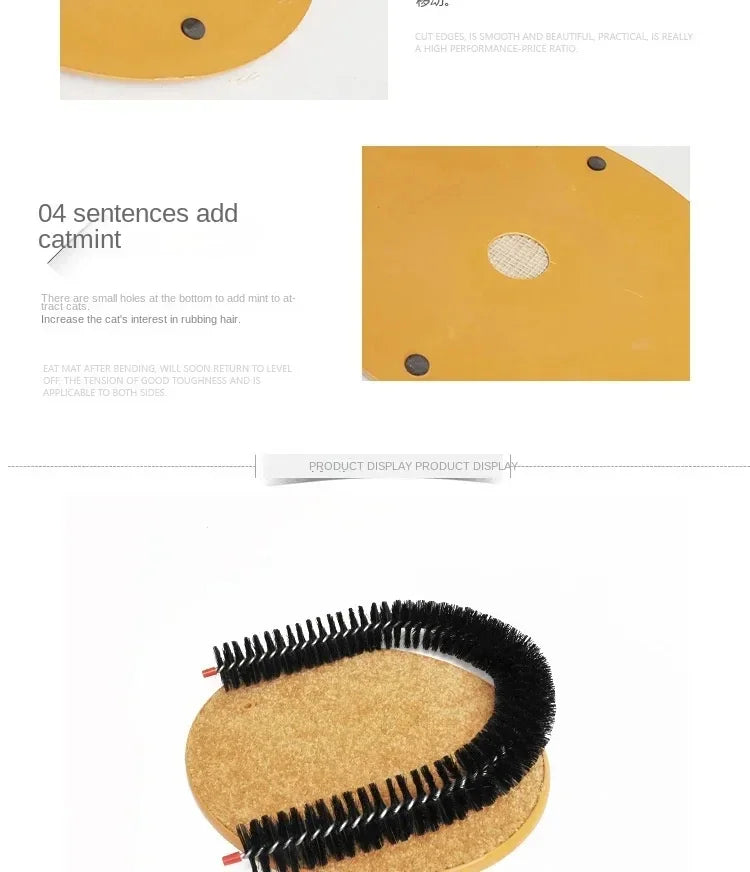 Cat Toy Arch Self Grooming Pamper Feline with Massage Grooming Rubbing Brush and Scratching Pad Interactive Toys for Cats