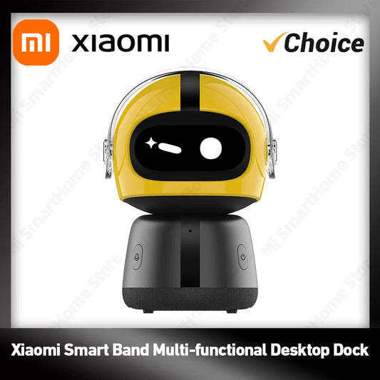 Waggy Tail Xiaomi Smart Band 10/9/8 multi-function dock with LED clock, E-Pet feature, and charging station on a sleek black surface.