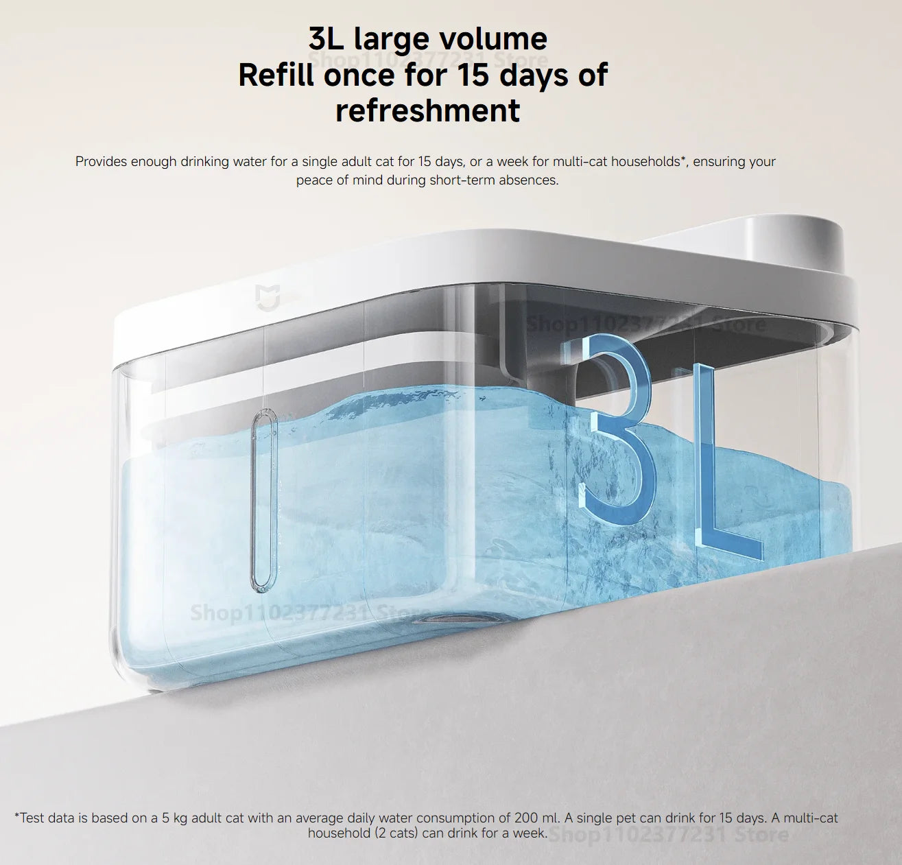 Xiaomi Mijia Smart Pet Drinking Fountain 2L by Waggy Tail, wireless auto-sensing water dispenser for cats and dogs, with sleek design.