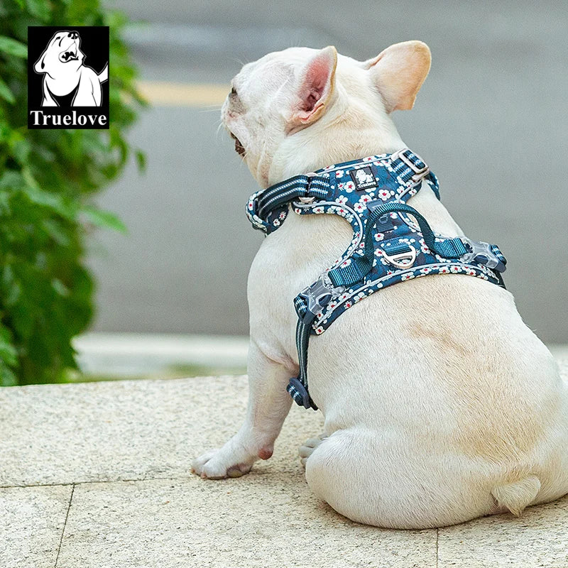 Truelovepet Dog Harness for Big Medium Small with Cotton Aluminum Alloy Floral Pattern Adjustable Vest