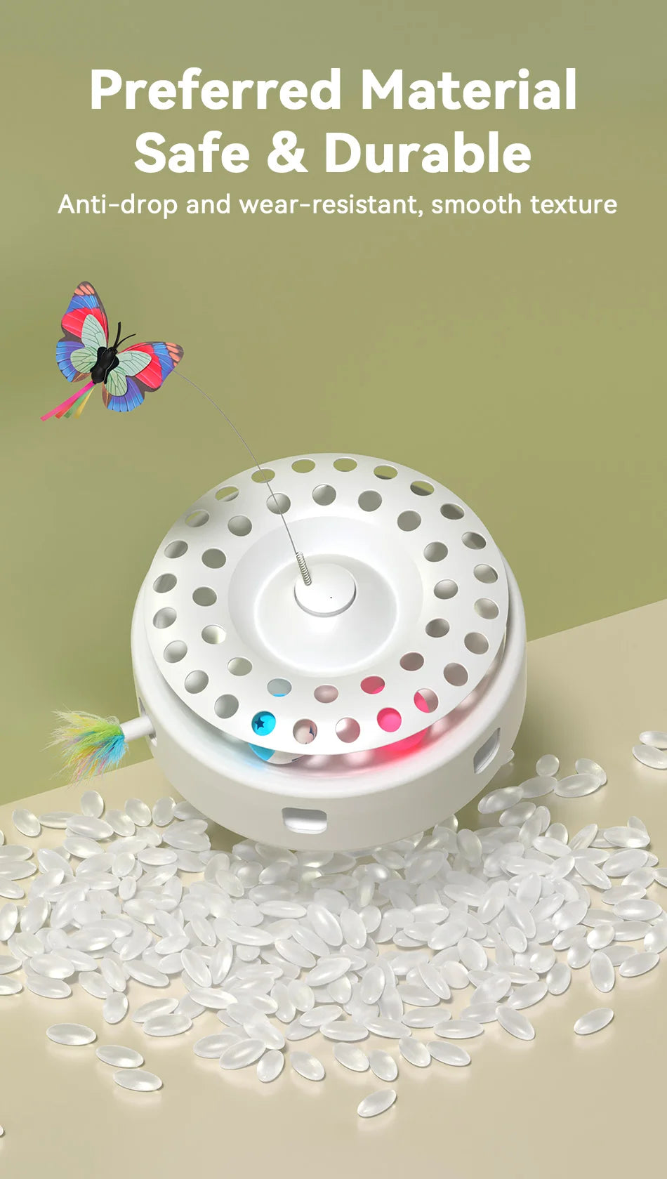 ROJECO 3-in-1 Auto Cat Toy – Butterfly Teaser, Track Balls & Ambush Feather