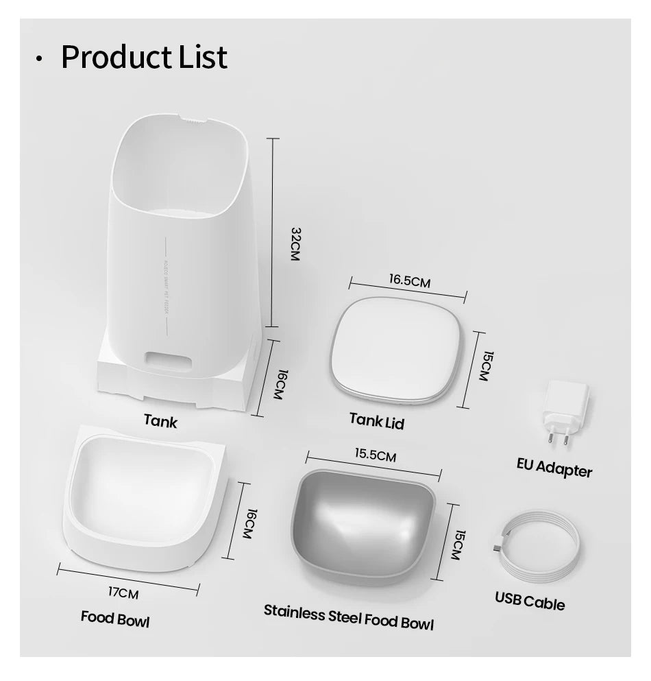 ROJECO Auto Cat Feeder – WiFi App, Remote Control, Dry Food Dispenser for Cats & Dogs