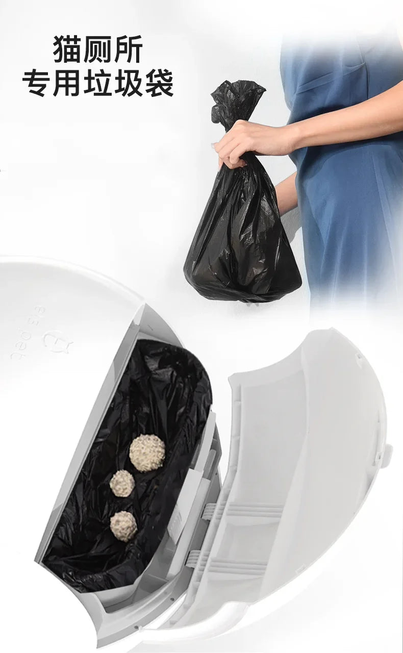 Waggy Tail smart cat litter box spare parts and accessories kit with replacement filters, trays, and cleaning tools.