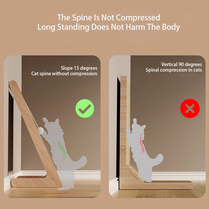 Wooden Sisal Cat Scratching Pads Vertical Cats Scratcher Post Detachable Wear-resistant Cat Scratch Board Kitten Grinding Toys