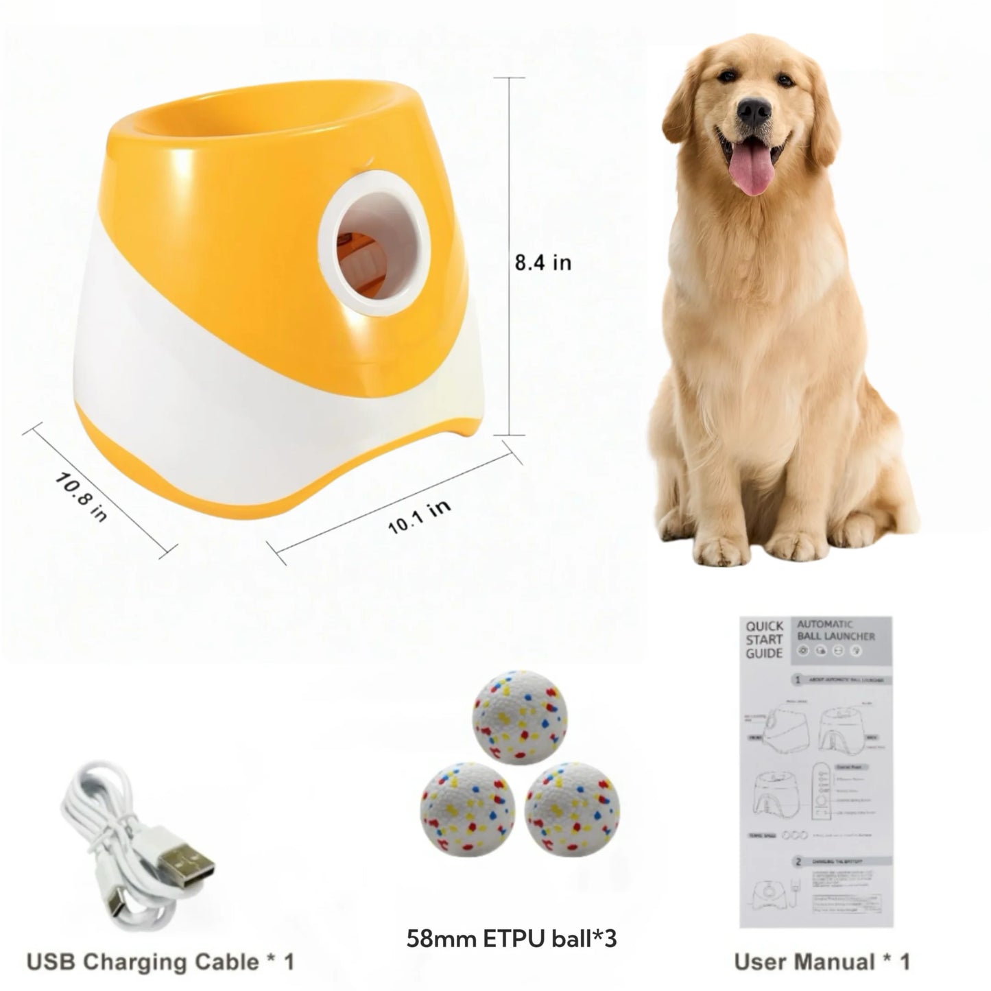 Automatic Tennis Ball Launcher for Dogs – USB Rechargeable