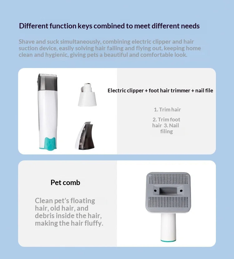 7-in-1 Pet Grooming Vacuum Kit – Hair Trimmer & Suction