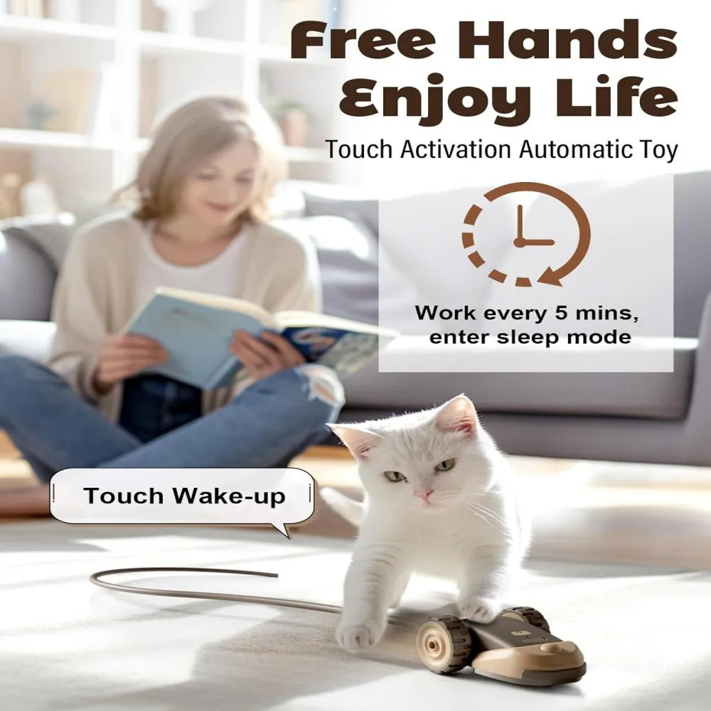Smart Auto-Moving Cat Toy Car – 2 Modes, Touch Wake-Up