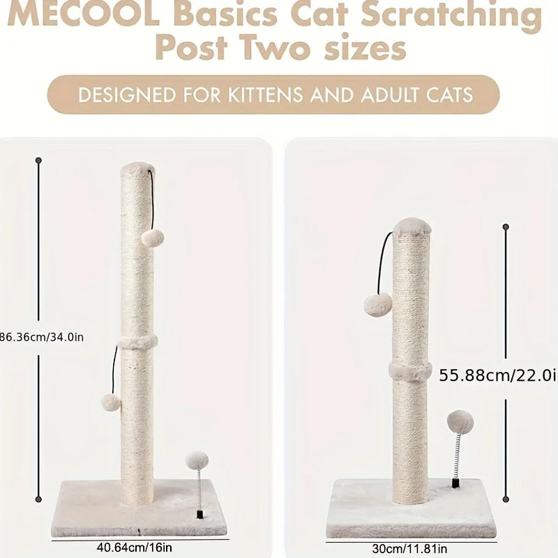 34-Inch Sisal Cat Scratching Post with Hanging Ball
