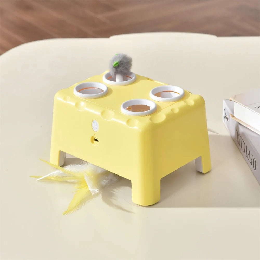 Whack-a-Mole Auto Pop-Up Cat Toy – Rechargeable Feather