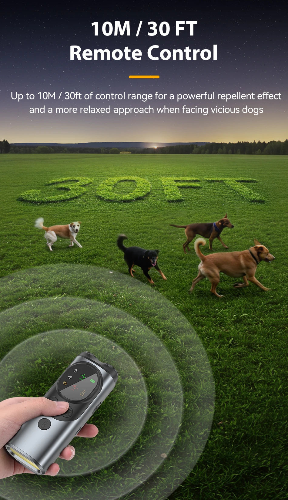 ROJECO Ultrasonic Dog Repeller Anti Barking Training Deterrent Device Rechargeable High Power Dog Repeller With LED Flashlight ﻿