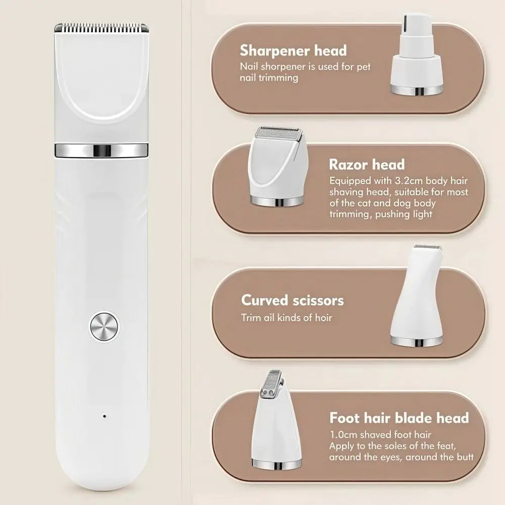 4-in-1 Cordless Dog Grooming Clippers – Low Noise