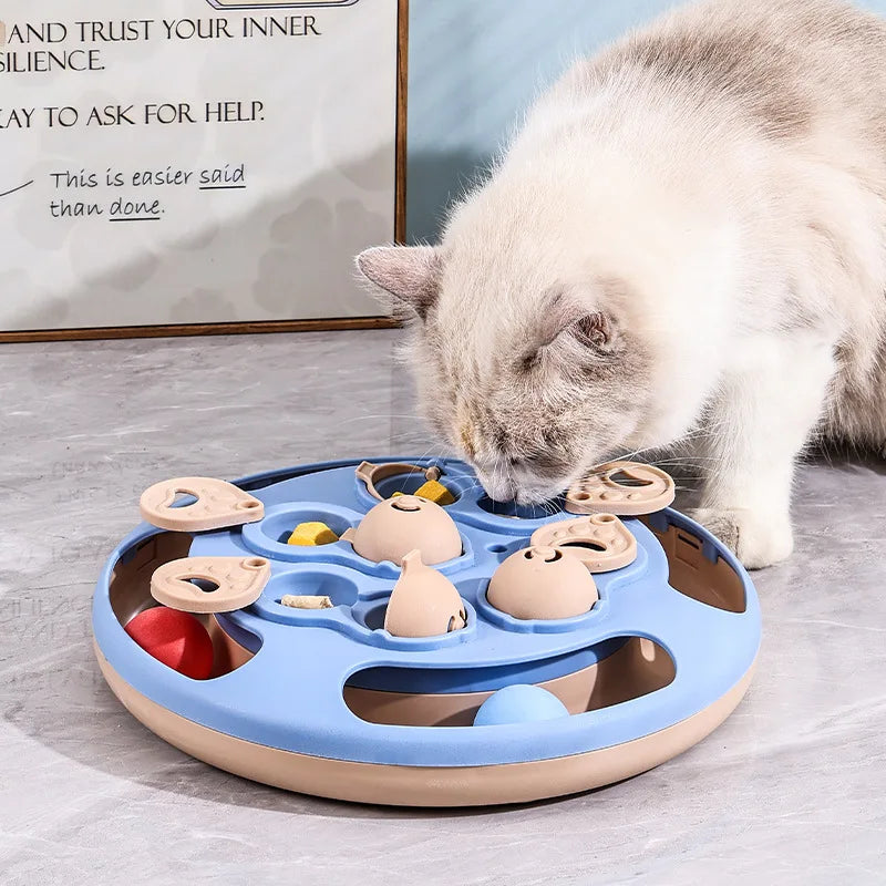 Smart Cat Puzzle Slow Feeder – Interactive Turntable Toy