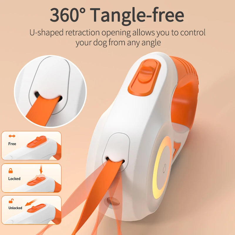 ROJECO Automatic Retractable Dog Leash LED Luminous Leading Fashion Light Straps For Dog Puppy Pet Flexi Walking Running Lead 5m