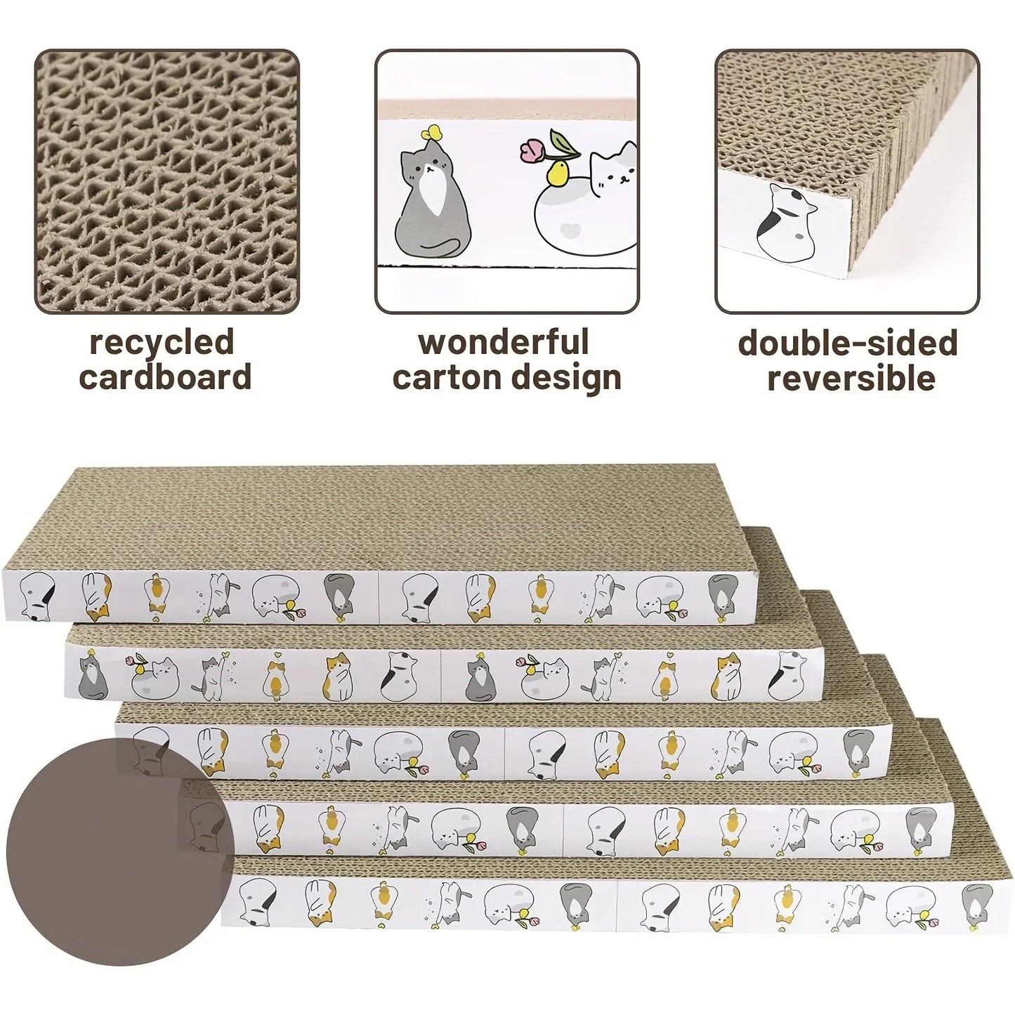 1 pcs Extra-Durable Cat Scratching Pad - Thick, Non-Shedding Corrugated Cardboard with Wave Design for Indoor Cats
