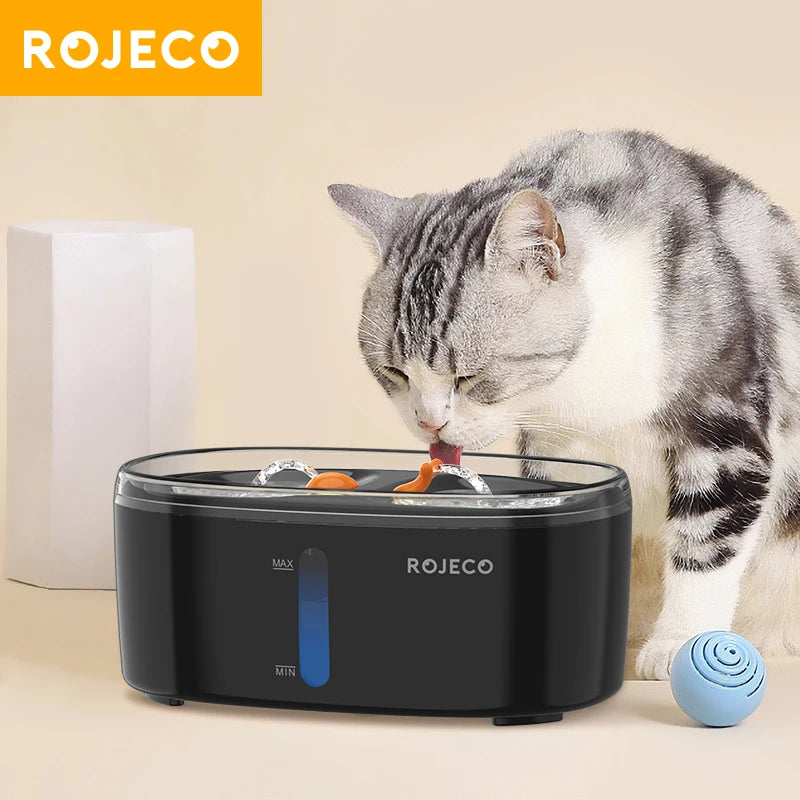 ROJECO 2.5L Cat Water Fountain – Smart Dual Bowl Drinker for Multiple Cats & Kittens