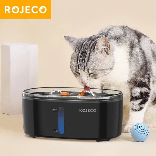 ROJECO 2.5L Cat Water Fountain – Smart Dual Bowl Drinker for Multiple Cats & Kittens