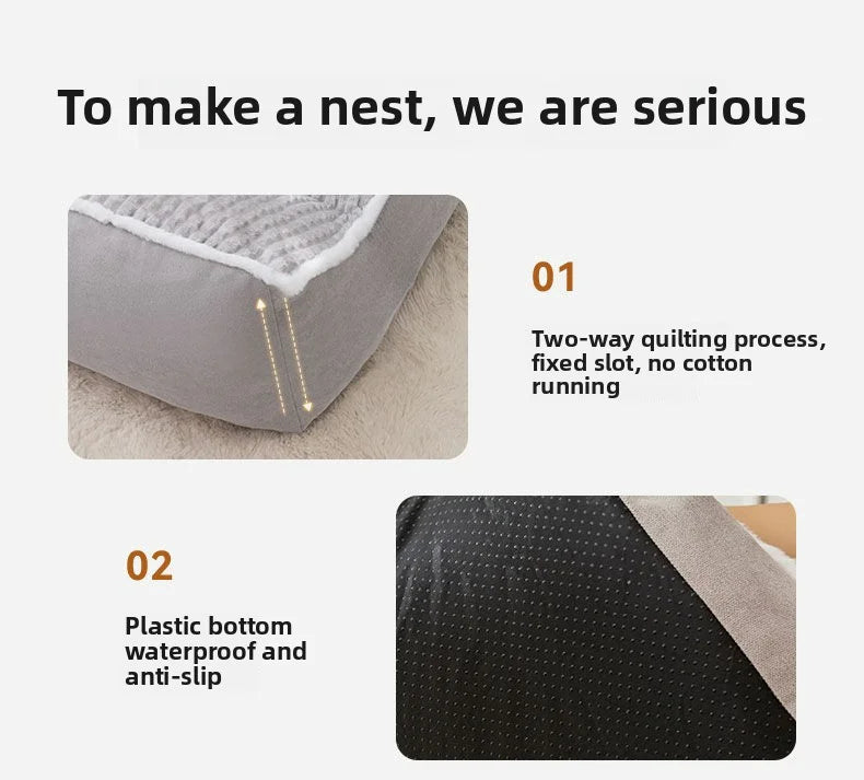 Non-Slip Winter Pet Kennel Bed – Soft & Washable
