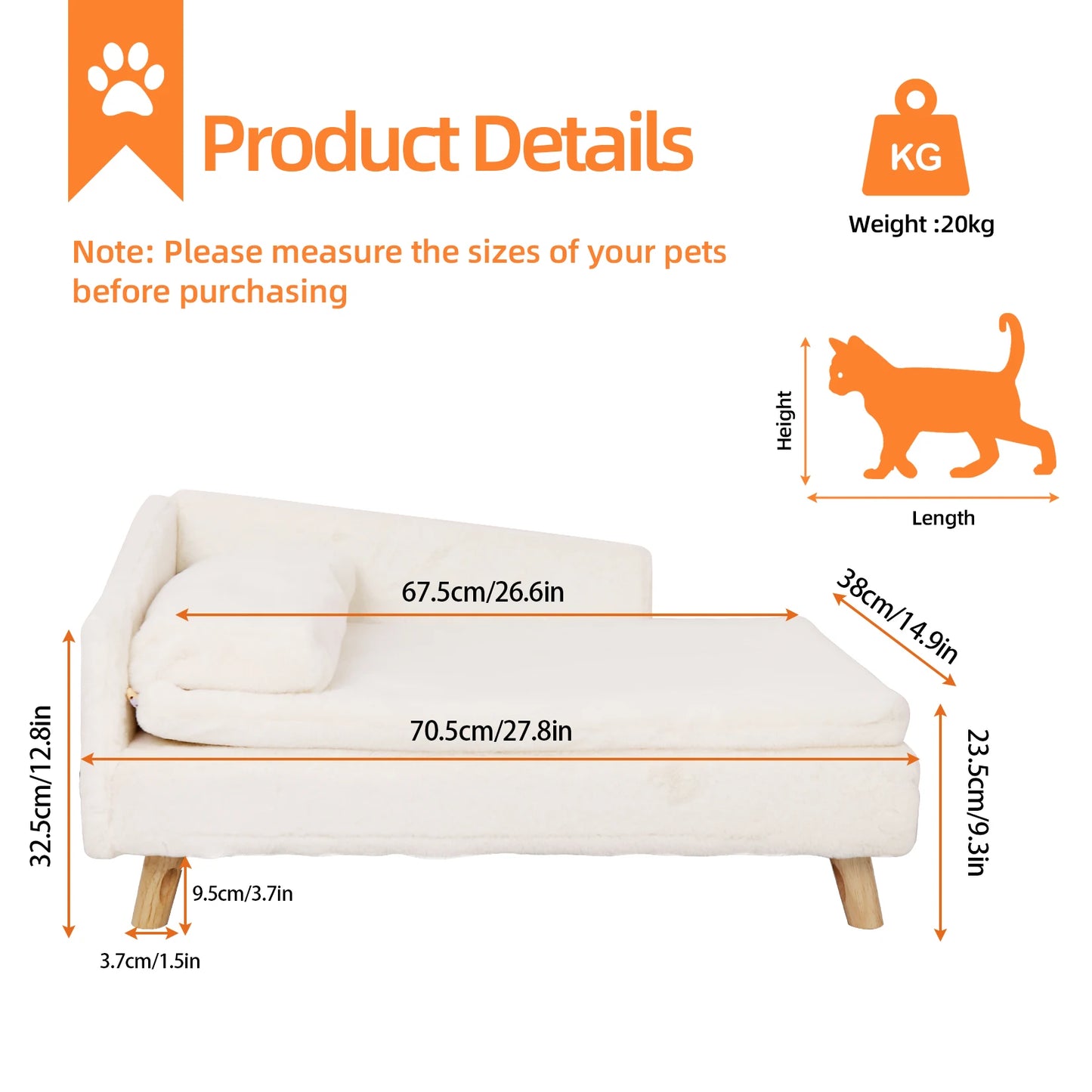 Nordic Wooden Pet Stool Bed – Waterproof Cozy Pad