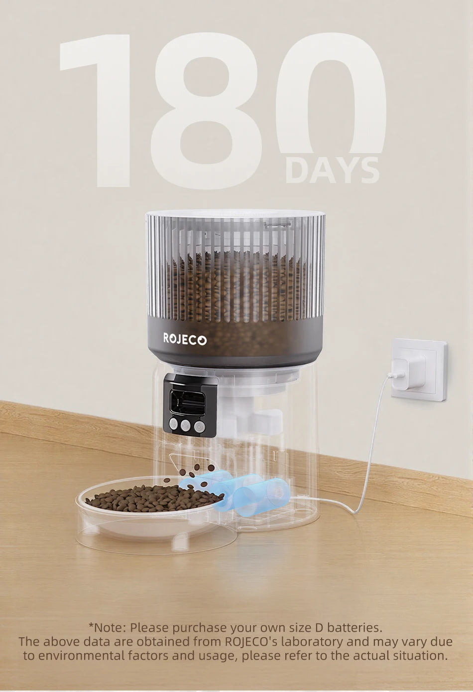 ROJECO 4L Auto Pet Feeder with Camera – WiFi, Video & Voice Recorder