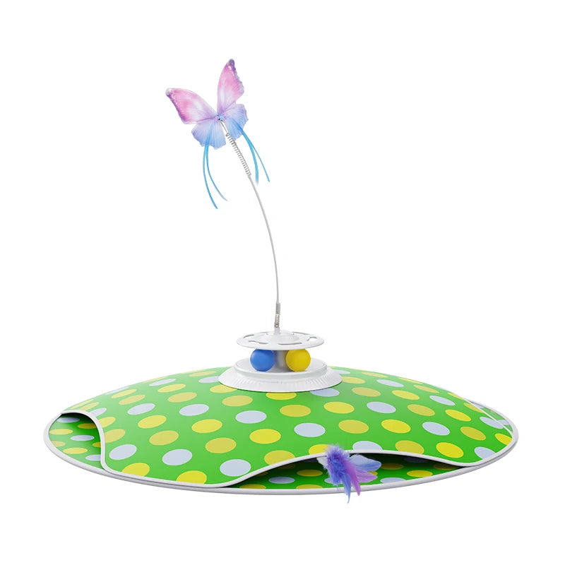 3-in-1 Hide & Seek Cat Toy – Feather, Butterfly & Track Balls