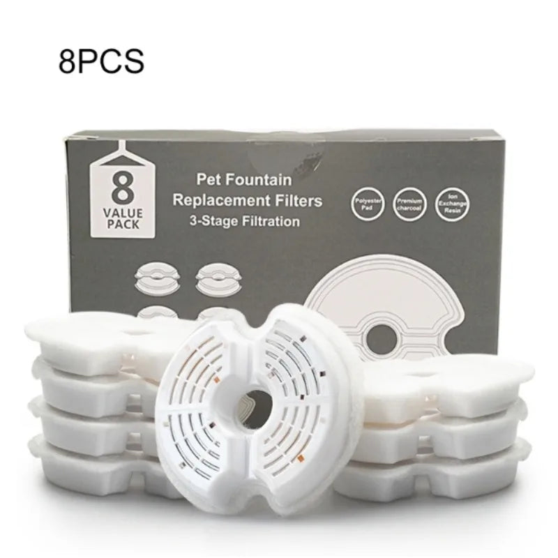 8 Pack Cat Fountain Filters, Cat Water Fountain Filters, Pet Fountain Filter Replacment, Activated Carbon Replaced Filter