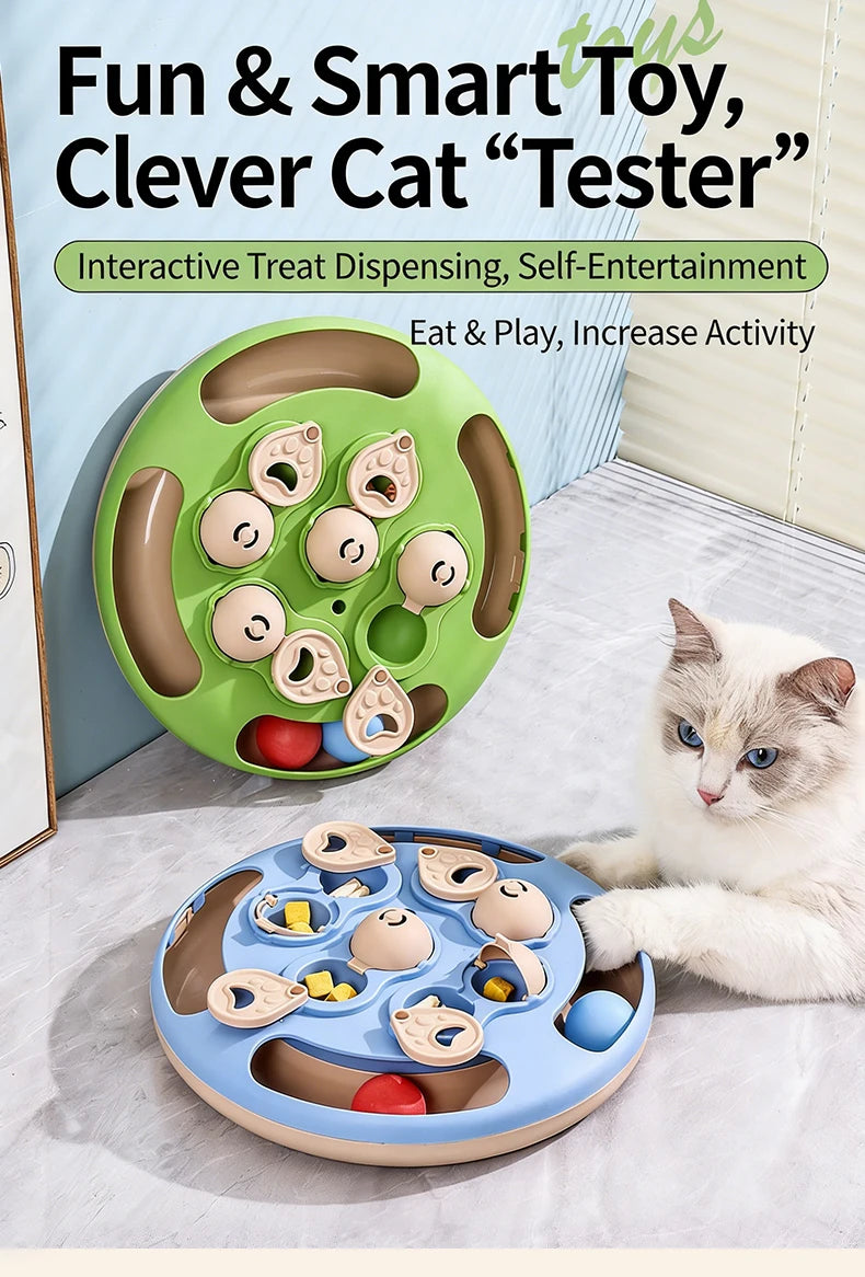 Smart Cat Puzzle Slow Feeder – Interactive Turntable Toy