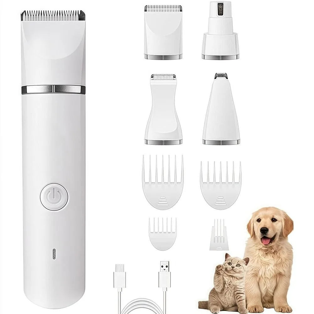 4-in-1 Cordless Dog Grooming Clippers – Low Noise