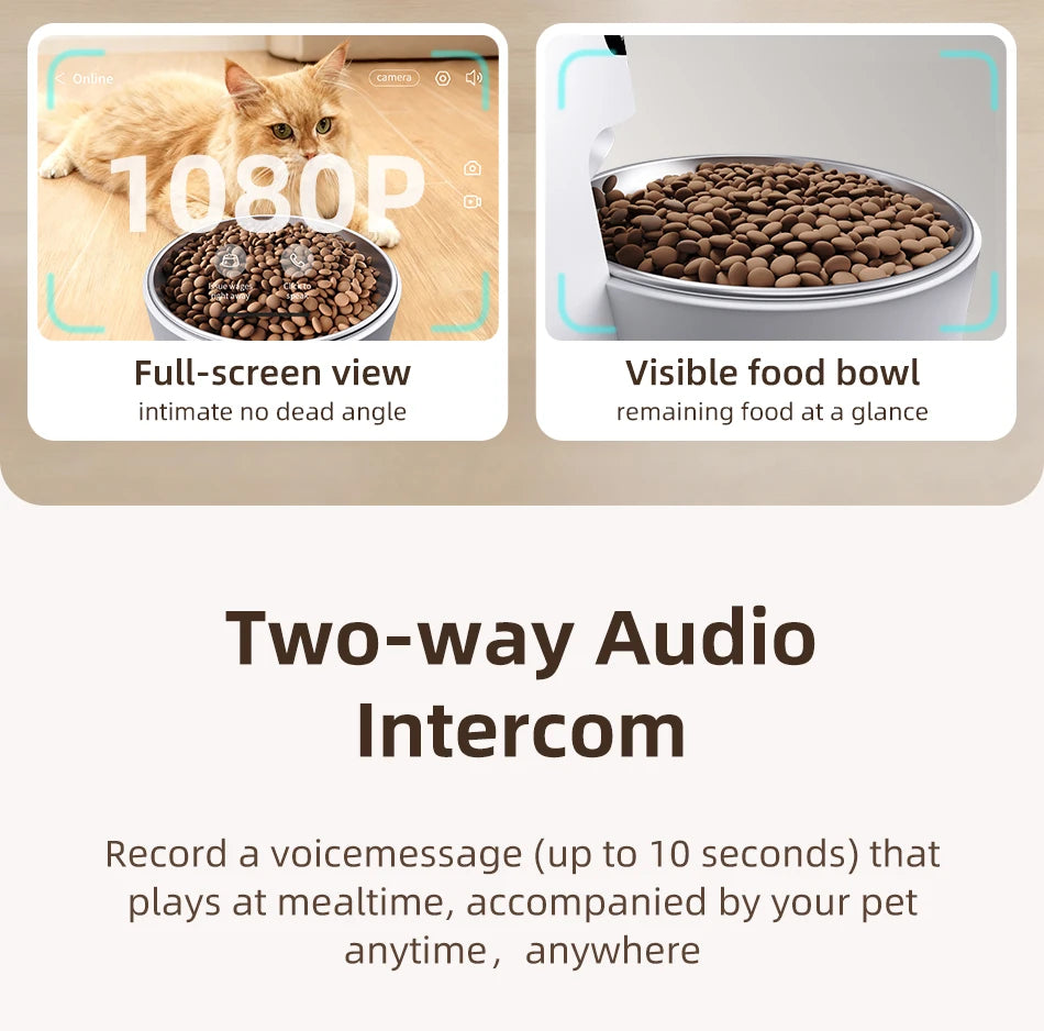 ROJECO 4L Auto Pet Feeder with Camera – WiFi, Video & Voice Recorder