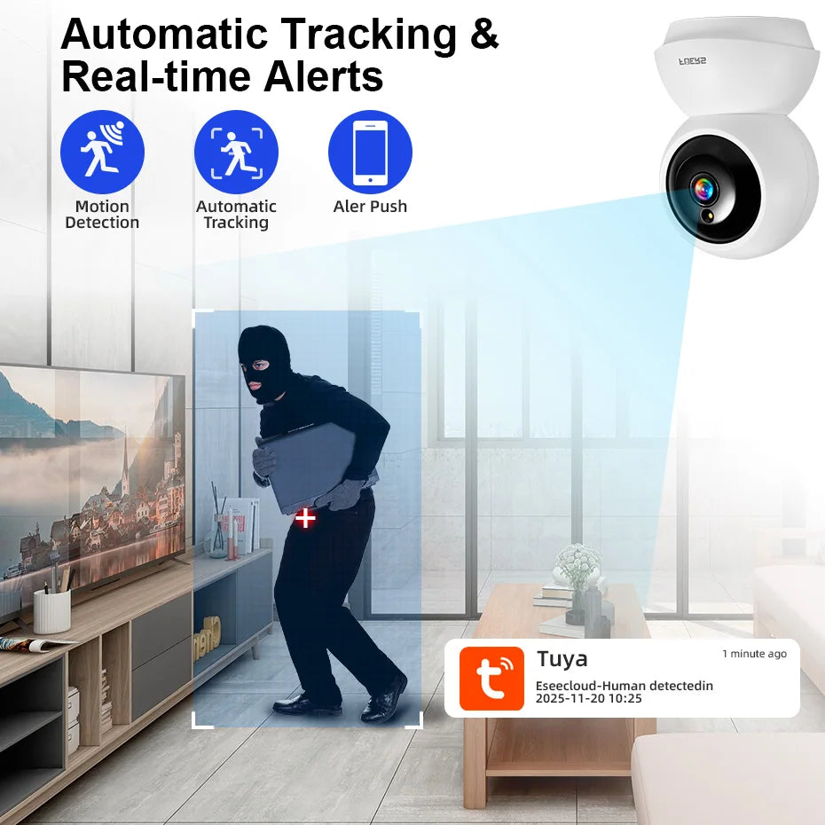 FUERS 4K 8MP WiFi IP Pet Camera Dog Camera Tuya Smart Home Security Wireless Surveillance Camera Baby Monitor Mini Cam
