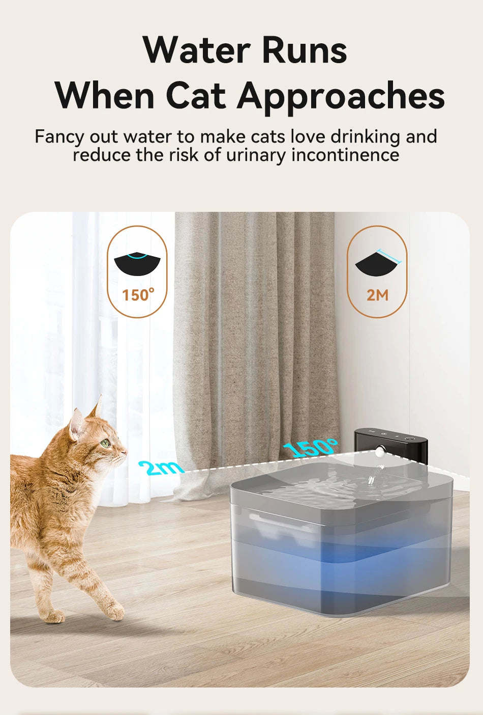Wireless Auto Cat Water Fountain – Silent Pump, Fresh Filtered Water for Cats