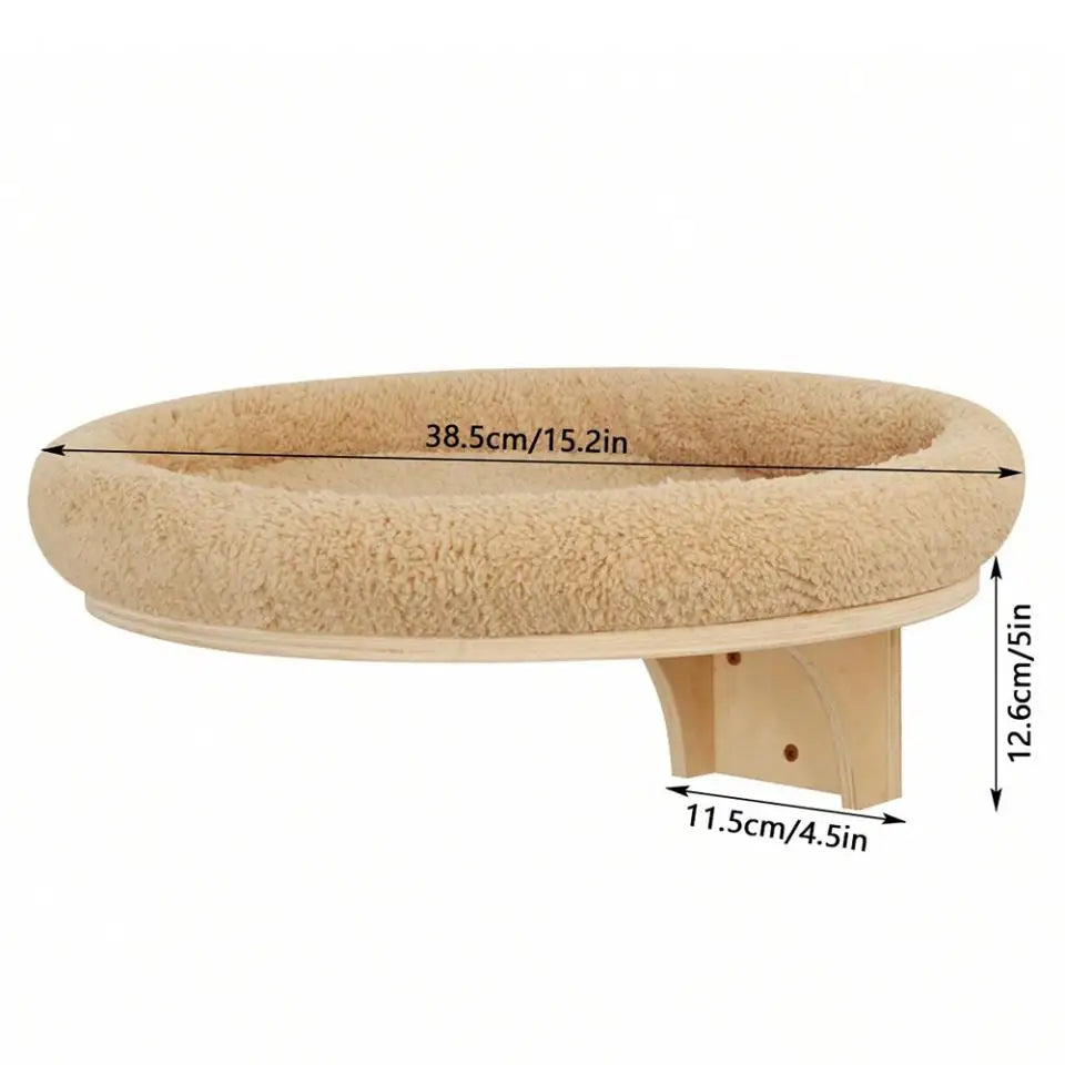 Wooden Cat Tree Tower Cat Climbing Scratching Post Stairs Hammock Hiding House Indoor Playground Cat Walkway Wall Pet Furniture