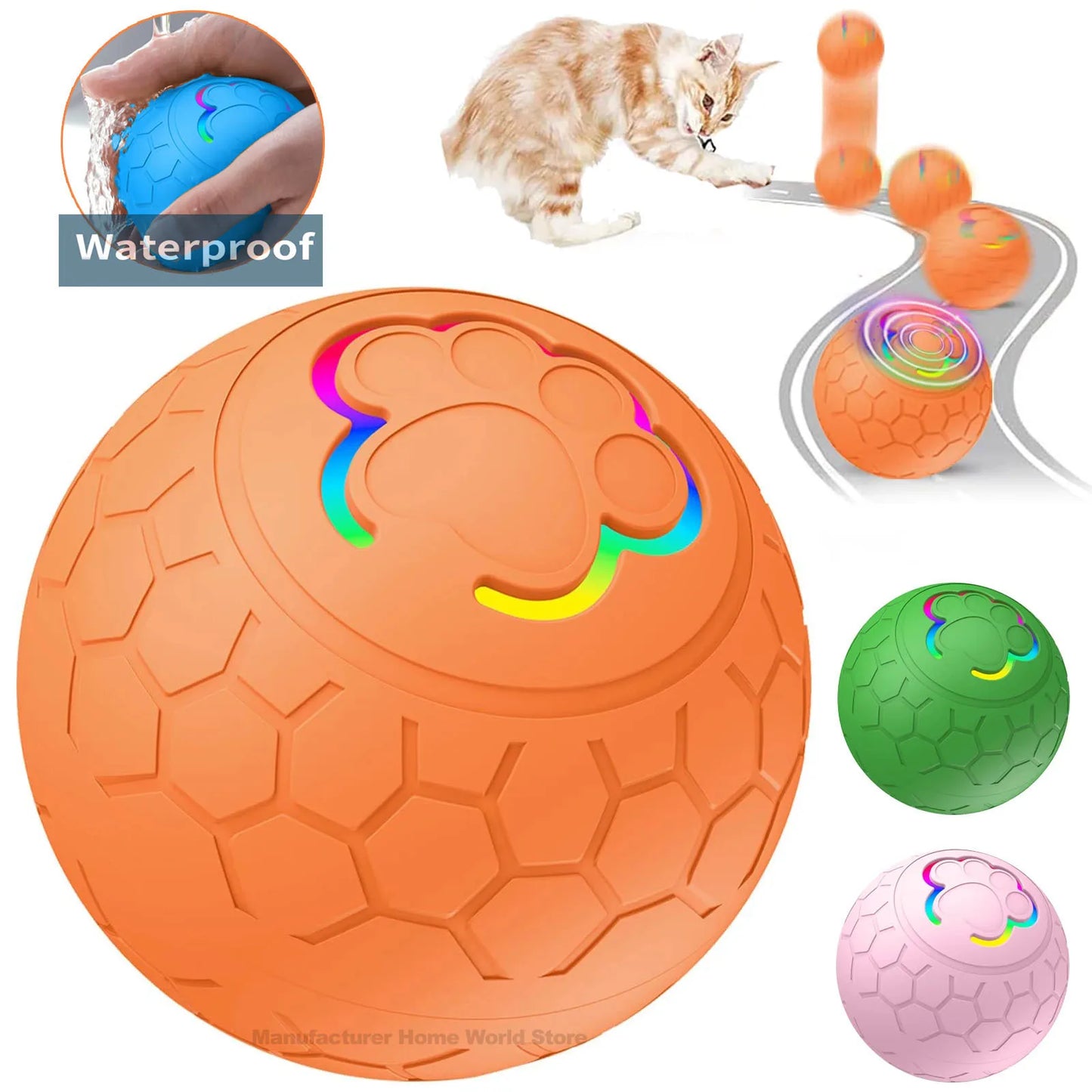Interactive RGB Dog & Cat Toy Ball – USB Auto-Bouncing