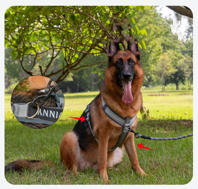 Comfortable Adjustable H-Shaped Large Dog Harness Washable Nylon Nighttime Reflective No Pull Pet Vest Harness Arnés Para Perros