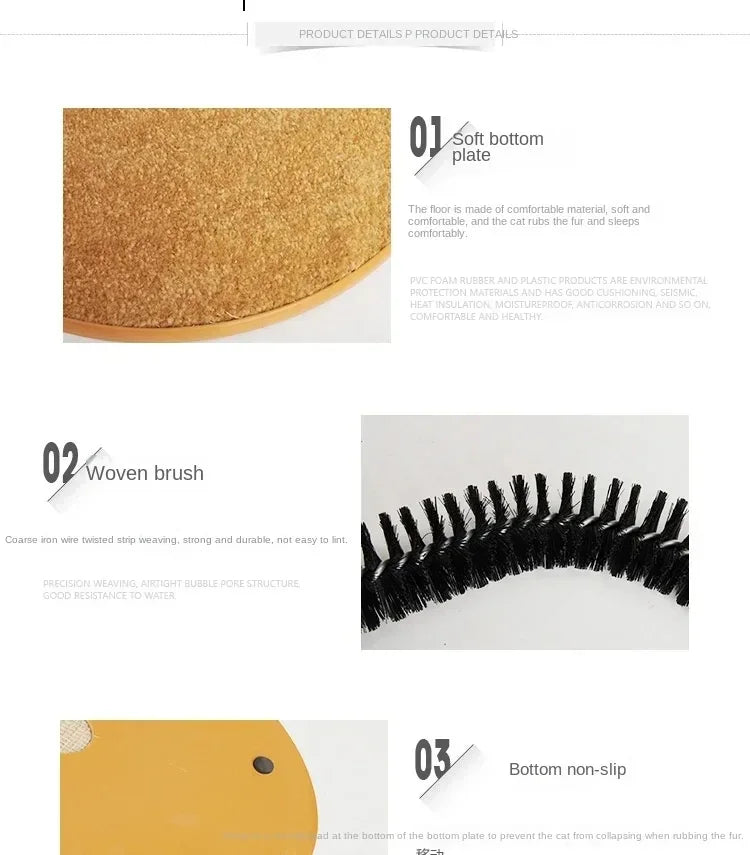 Cat Toy Arch Self Grooming Pamper Feline with Massage Grooming Rubbing Brush and Scratching Pad Interactive Toys for Cats