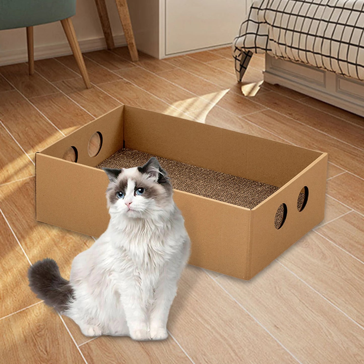 Cat Scratching Box Large Cat Cardboard House Corrugated Paper Cat Scratcher Pad Grinding Claw Furniture Protection Pet Supplies