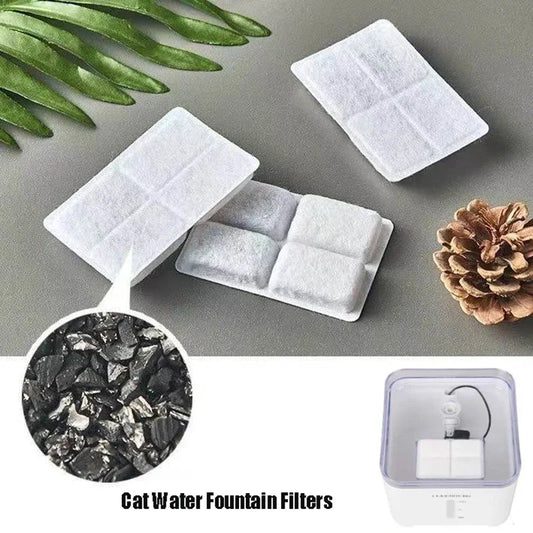 Waggy Tail cat water fountain replacement filters with coconut activated carbon, 12-pack, designed to keep water fresh for cats.