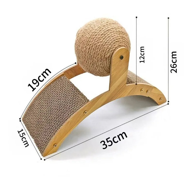 2 In 1 Wooden Cat Scratching Ball Sisal Scratch Board Durable Solid Wood Scraper For Cats