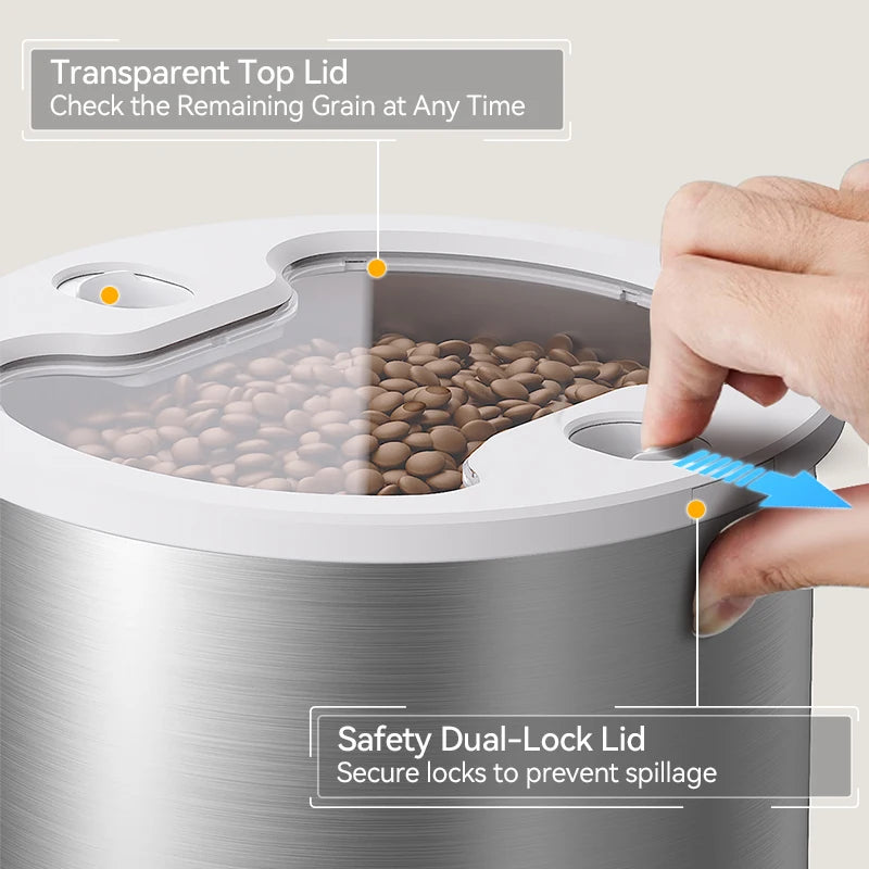 ROJECO Stainless Steel Auto Cat Feeder – WiFi App, Voice Recorder, Smart Dispenser