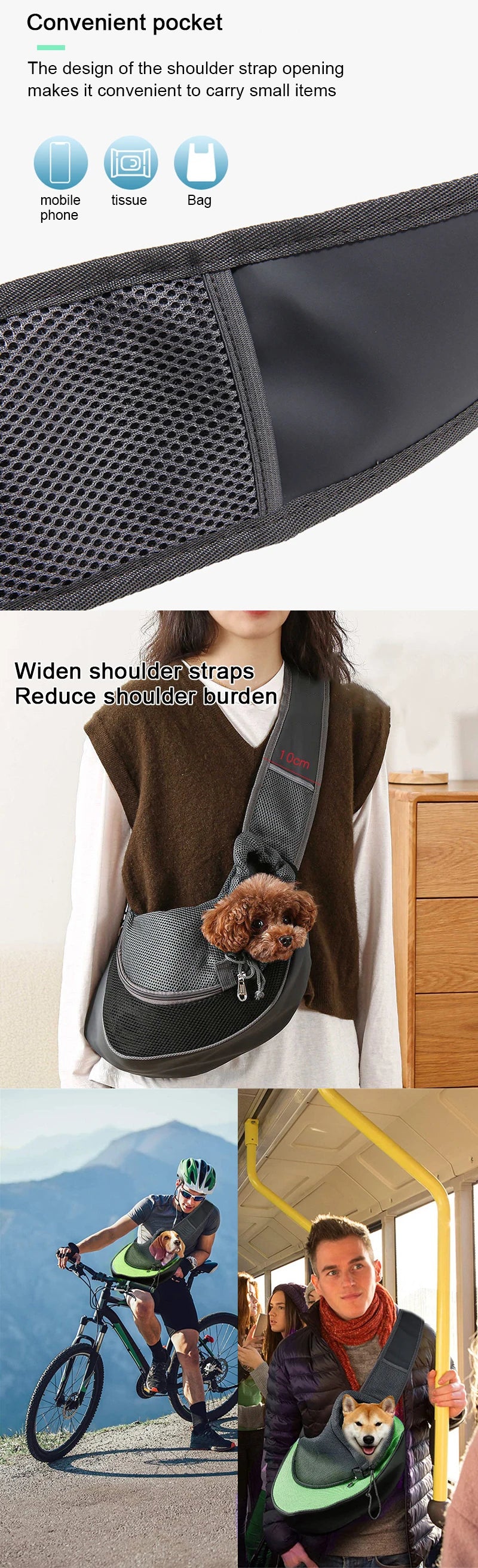 Crossbody Mesh Pet Carrier Sling Bag