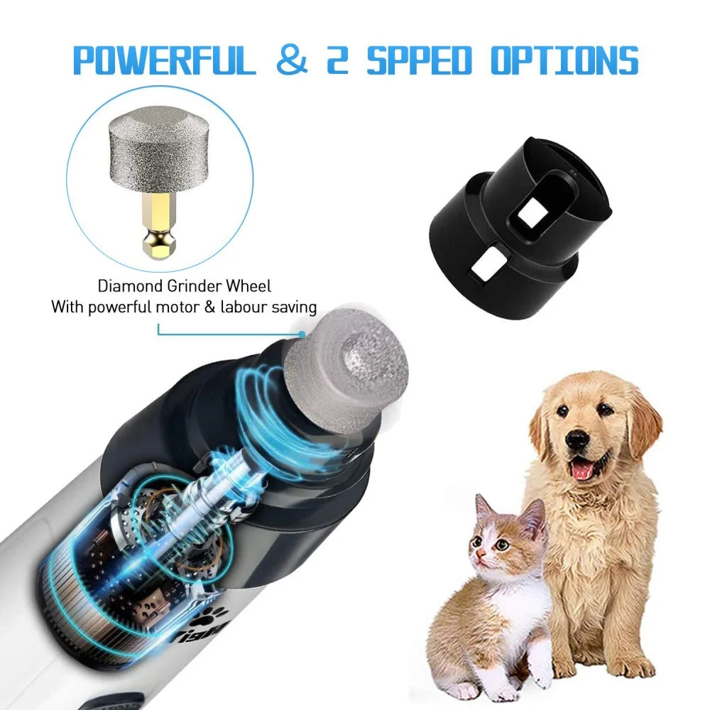 USB Rechargeable Pet Nail Grinder – Quiet & Safe for Cats & Dogs