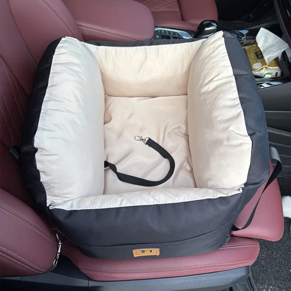 Portable Dog Car Seat Booster Bed with Storage Pockets