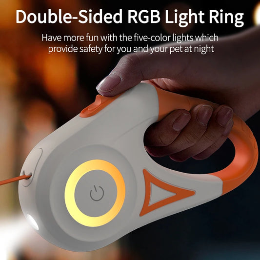 ROJECO Automatic Retractable Dog Leash LED Luminous Leading Fashion Light Straps For Dog Puppy Pet Flexi Walking Running Lead 5m