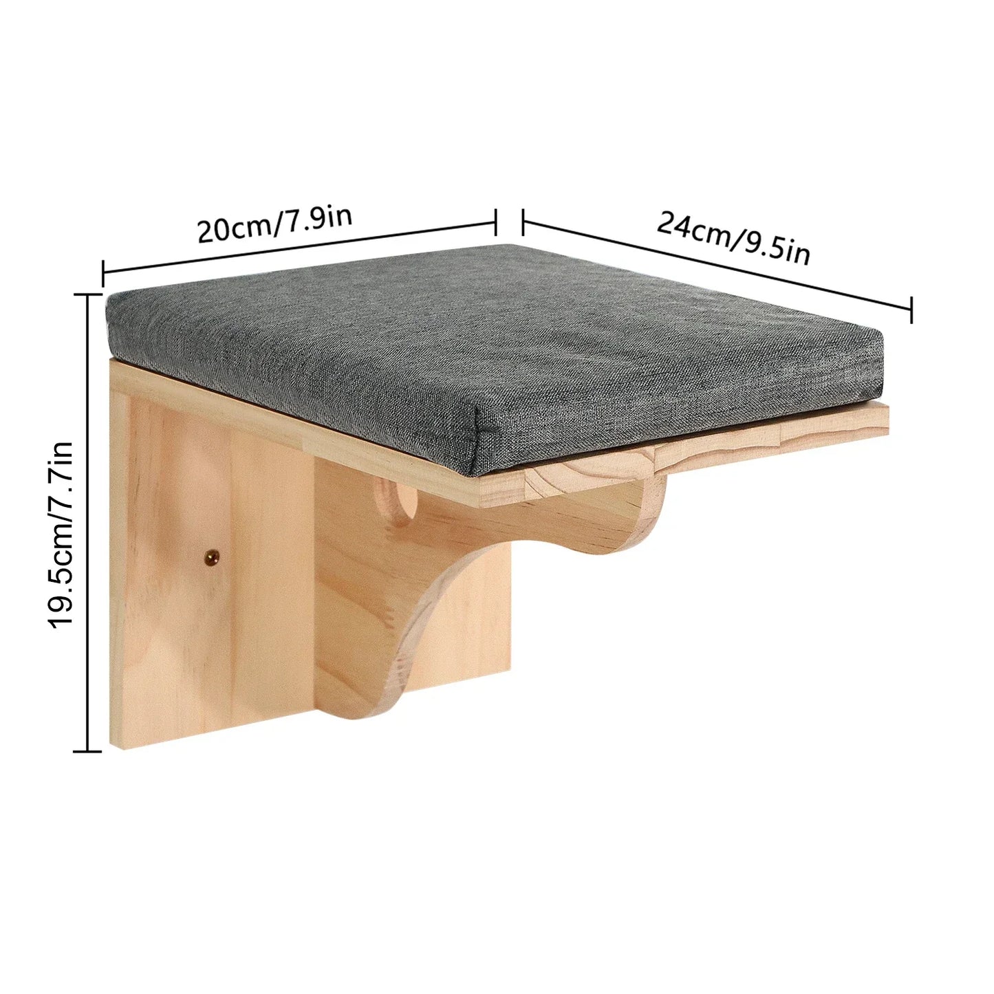 Solid Wood Wall-Mounted Cat Climbing Tower with Hammock