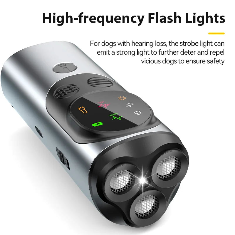ROJECO Ultrasonic Dog Repeller Anti Barking Training Deterrent Device Rechargeable High Power Dog Repeller With LED Flashlight ﻿