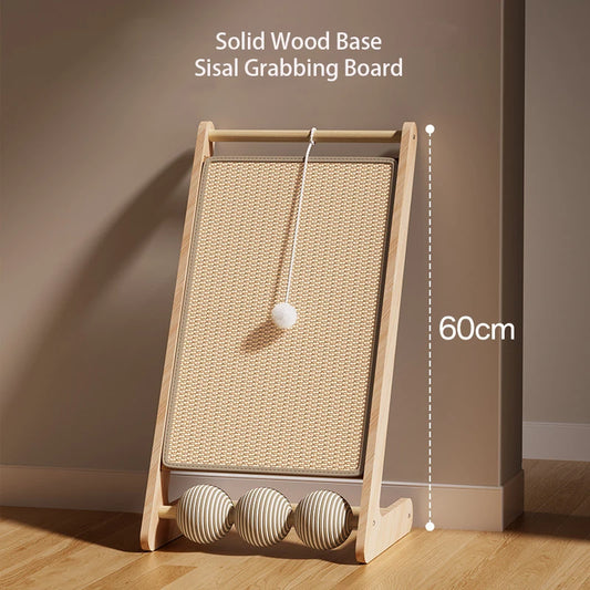 Wooden Sisal Cat Scratching Pads Vertical Cats Scratcher Post Detachable Wear-resistant Cat Scratch Board Kitten Grinding Toys