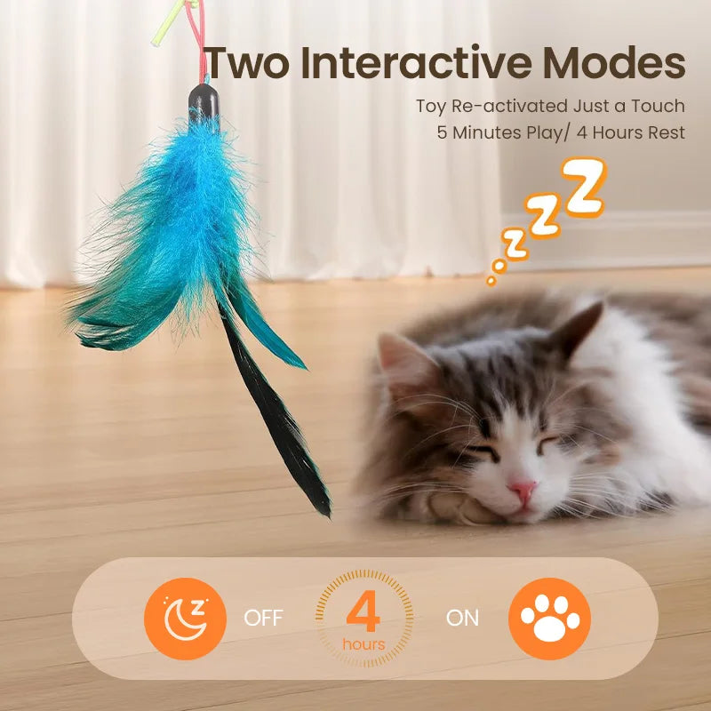 2-in-1 Auto Cat Toy – Laser & Retractable Feather Wand